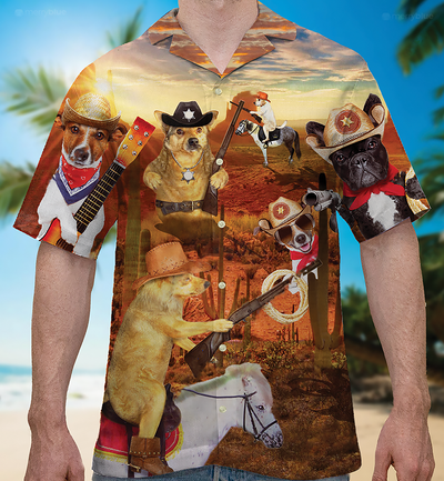 Cowboy Dog Love Life Funny - Hawaiian Shirt - Owls Matrix LTD