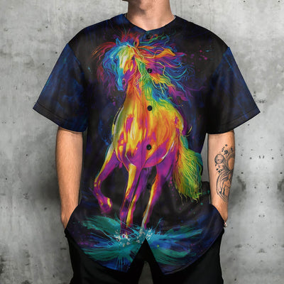 Horse Flame Art Style - Baseball Jersey - Owls Matrix LTD