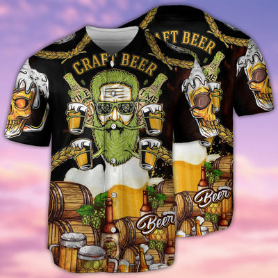 Beer Skull Craft Beer - Baseball Jersey - Owls Matrix LTD
