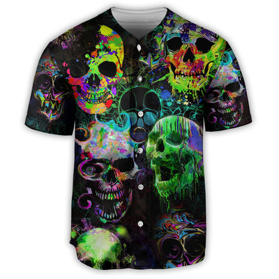 S Skull Green Color Splash - Baseball Jersey - Owls Matrix LTD