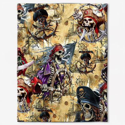 50" x 60" Skull Amazing Pirate Hunting - Flannel Blanket - Owls Matrix LTD