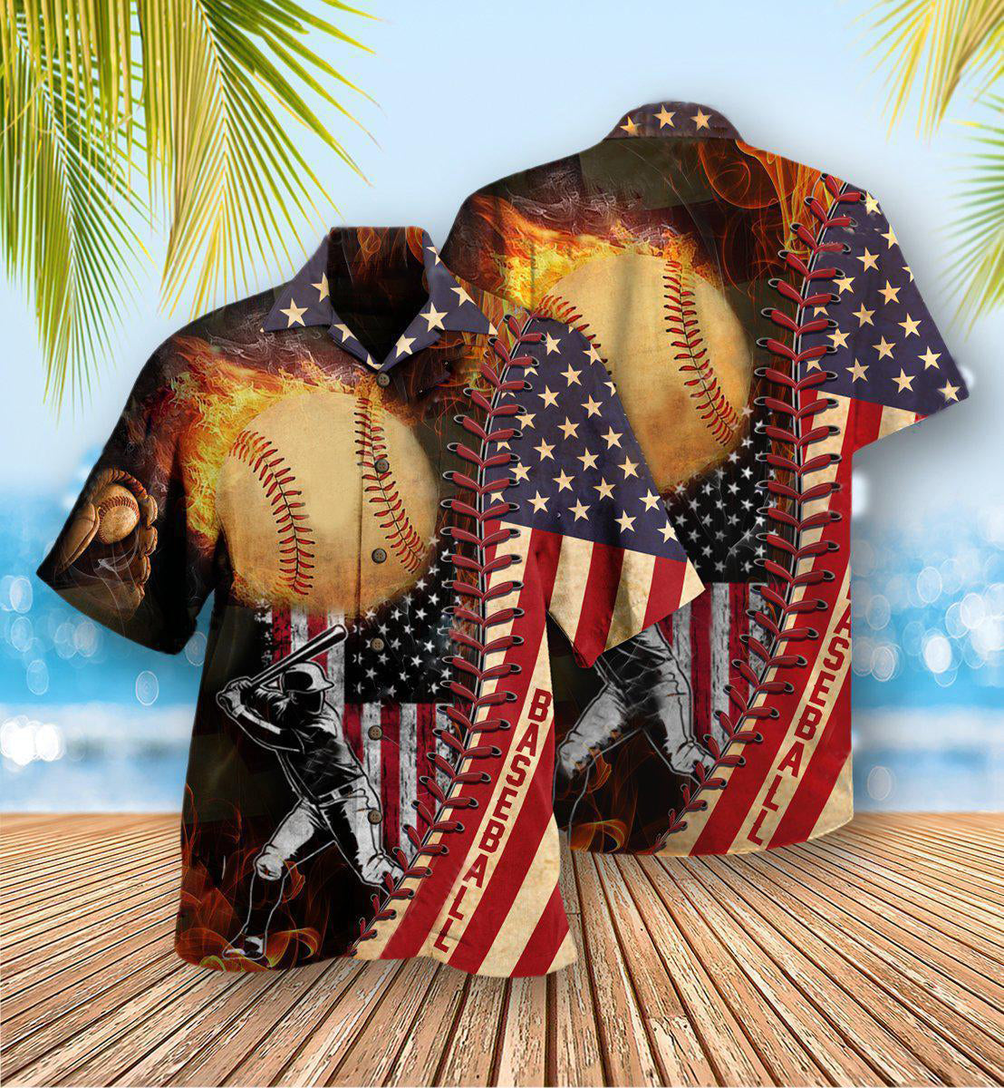 Baseball Nothing More America Than Baseball - Hawaiian Shirt - Owls Matrix LTD