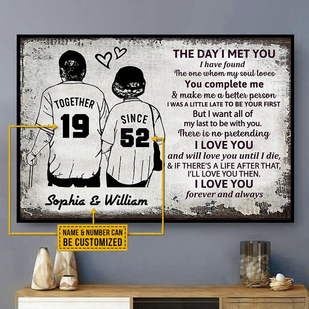 Baseball The Day I Met You Personalized - Horizontal Poster - Owls Matrix LTD