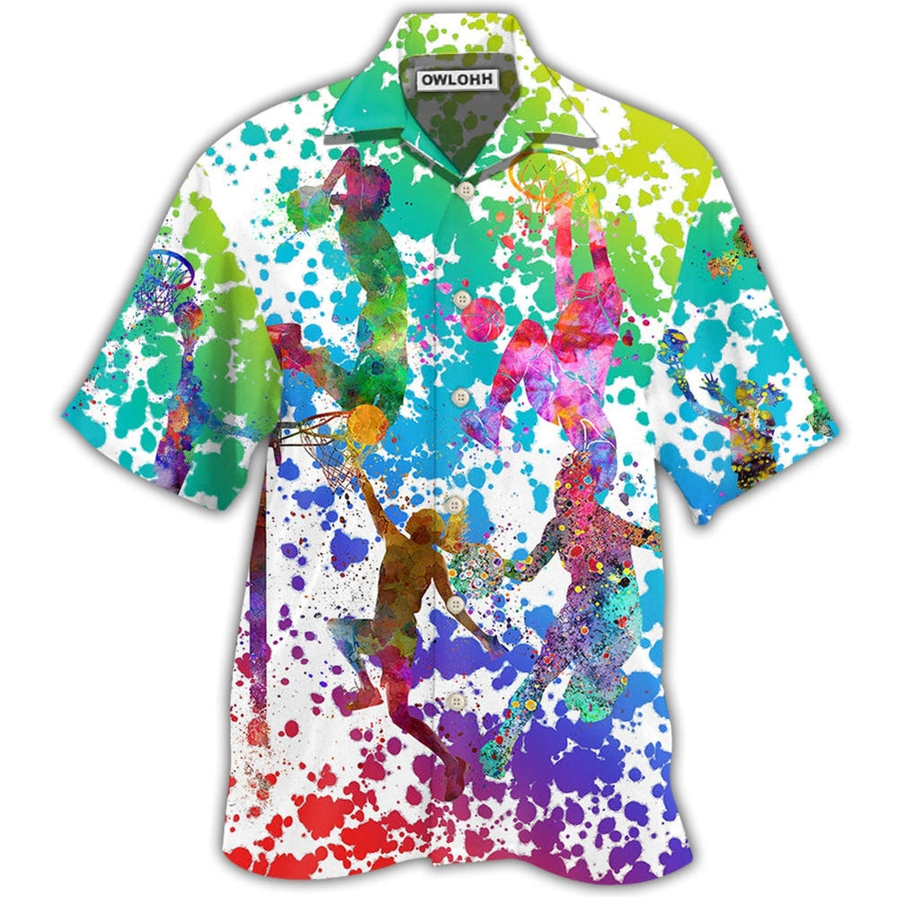 Hawaiian Shirt / Adults / S Basketball Colorful Painting - Hawaiian Shirt - Owls Matrix LTD