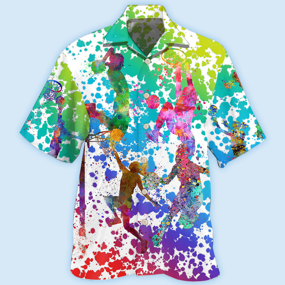 Basketball Colorful Painting - Hawaiian Shirt - Owls Matrix LTD
