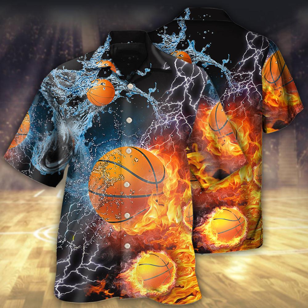 Basketball Fire And Water - Hawaiian Shirt - Owls Matrix LTD