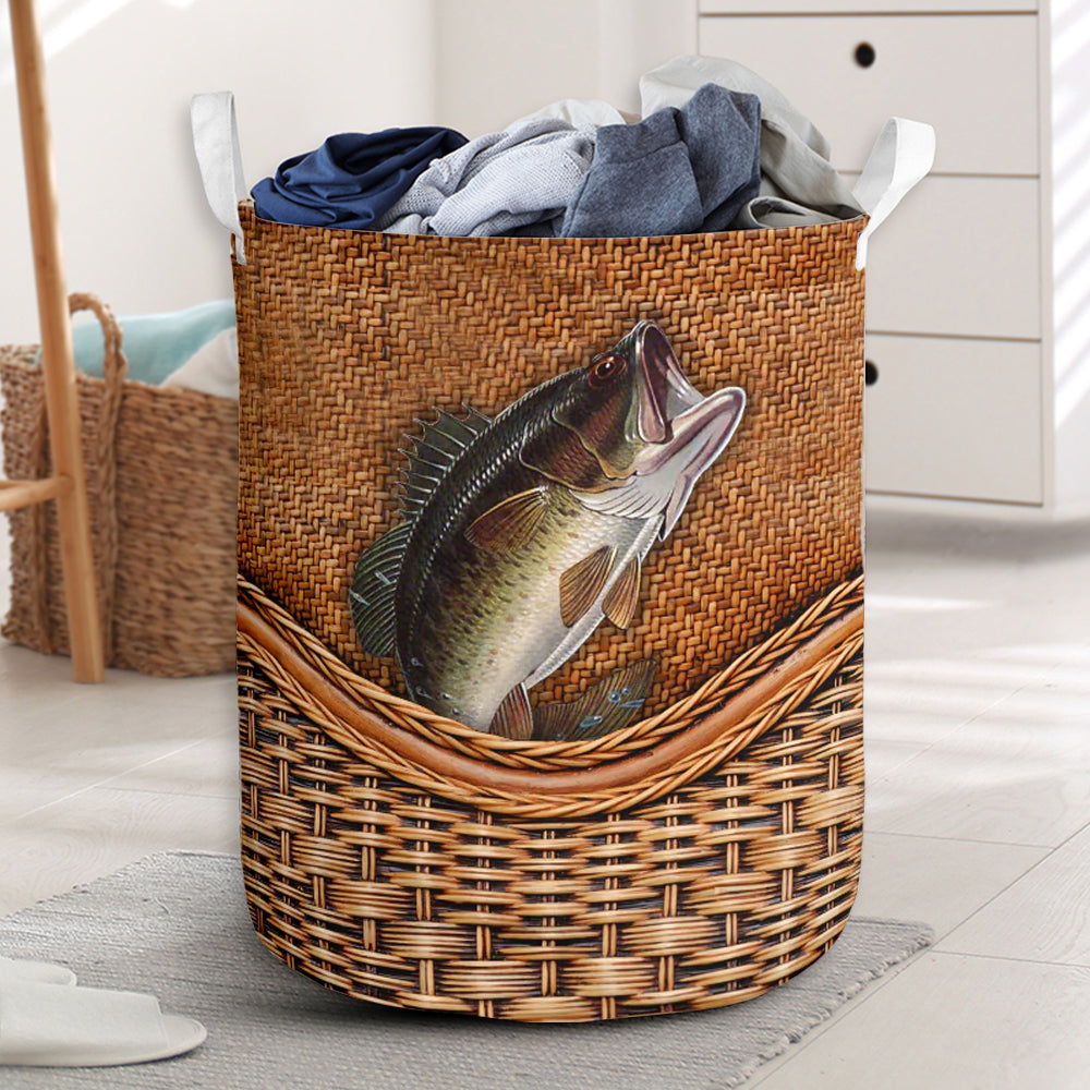 Bass Fishing Rattan Teaxture - Laundry Basket - Owls Matrix LTD