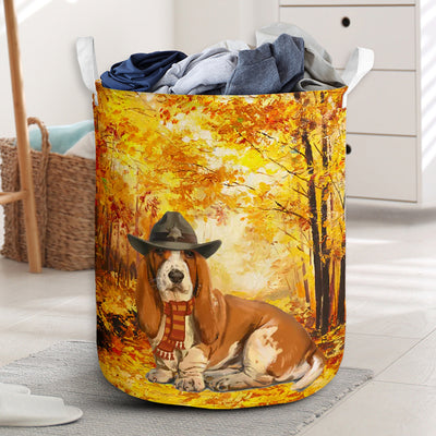Basset Hound Dog Autumn Dreamy - Laundry Basket - Owls Matrix LTD