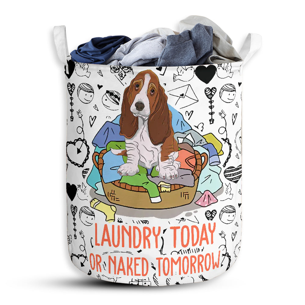 S: 17.72”x13.78” (45x35 cm) Basset Hound Dog Love Pattern - Laundry basket - Owls Matrix LTD