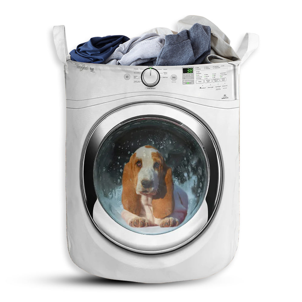S: 17.72”x13.78” (45x35 cm) Basset Hound Dog Washing Machine - Laundry basket - Owls Matrix LTD
