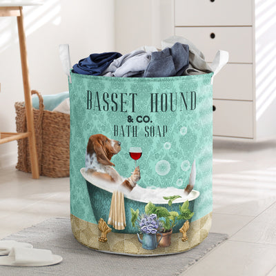 Basset Hound Dog And Bath Soap - Laundry Basket - Owls Matrix LTD