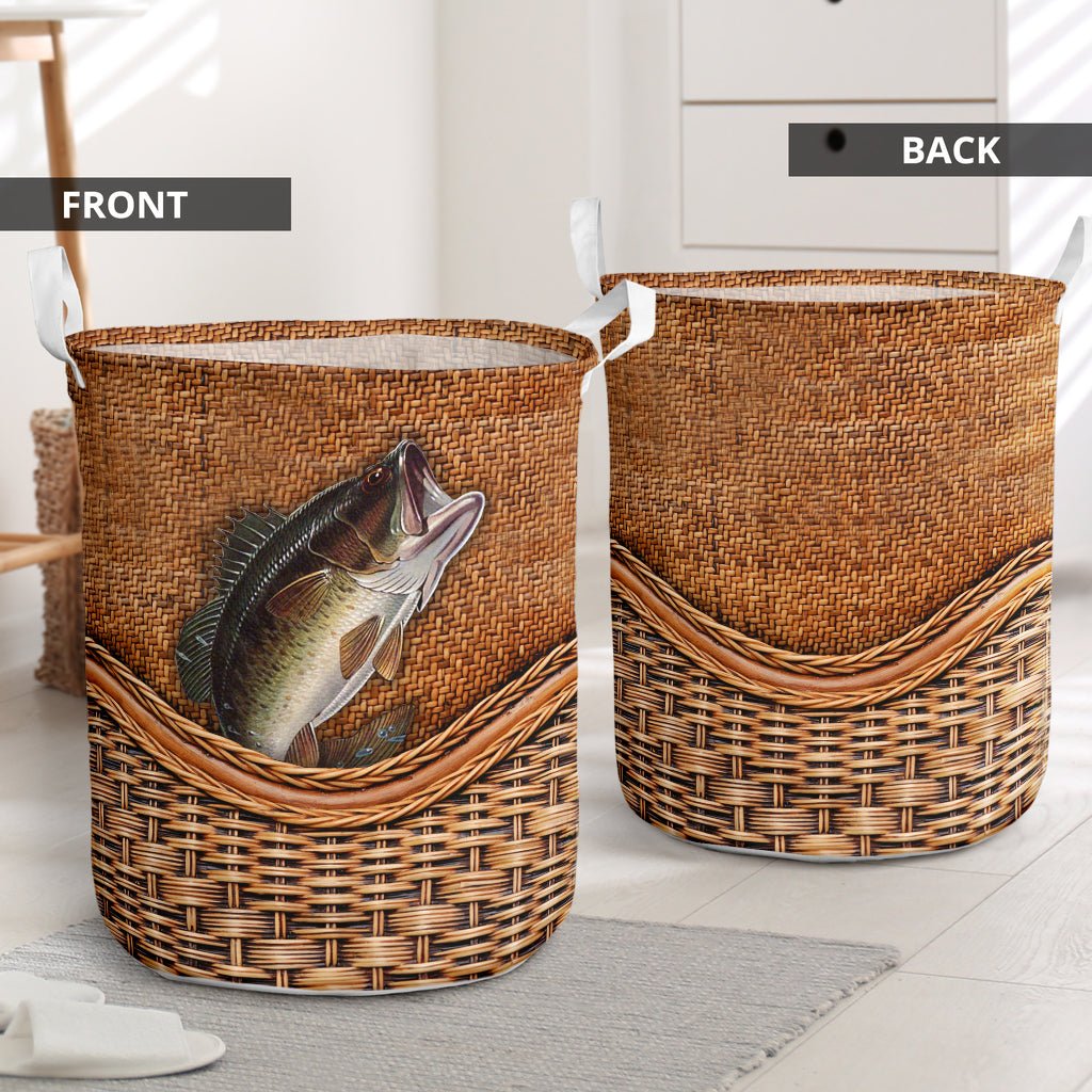 Bass Fishing Rattan Teaxture - Laundry Basket - Owls Matrix LTD