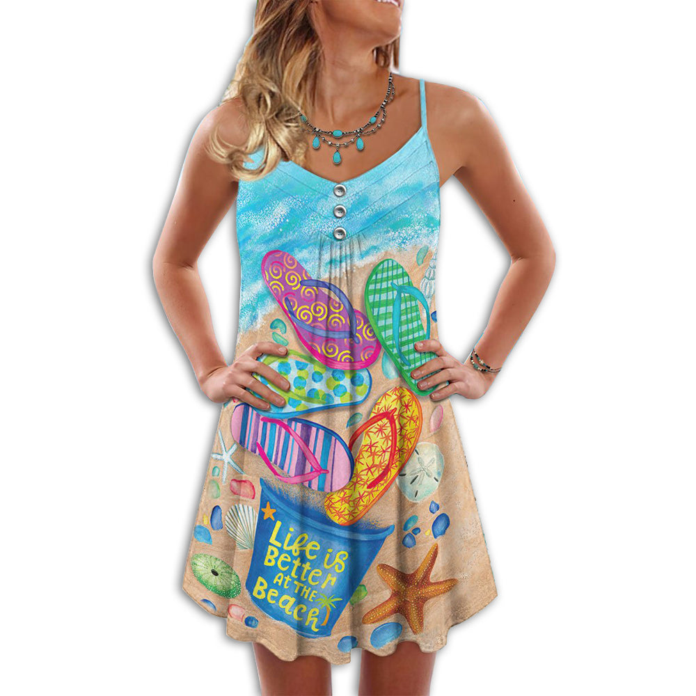 Beach Life Is Best With FlipFlops - Summer Dress - Owls Matrix LTD