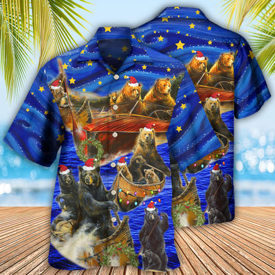 Bear Floats Boats Merry Christmas - Hawaiian Shirt - Owls Matrix LTD