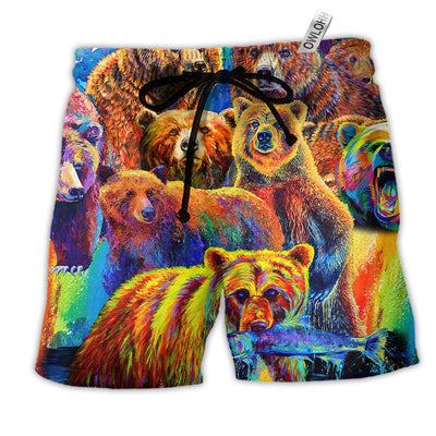 Beach Short / Adults / S Bear Life Is Better With A Bear Color Amazing - Beach Short - Owls Matrix LTD