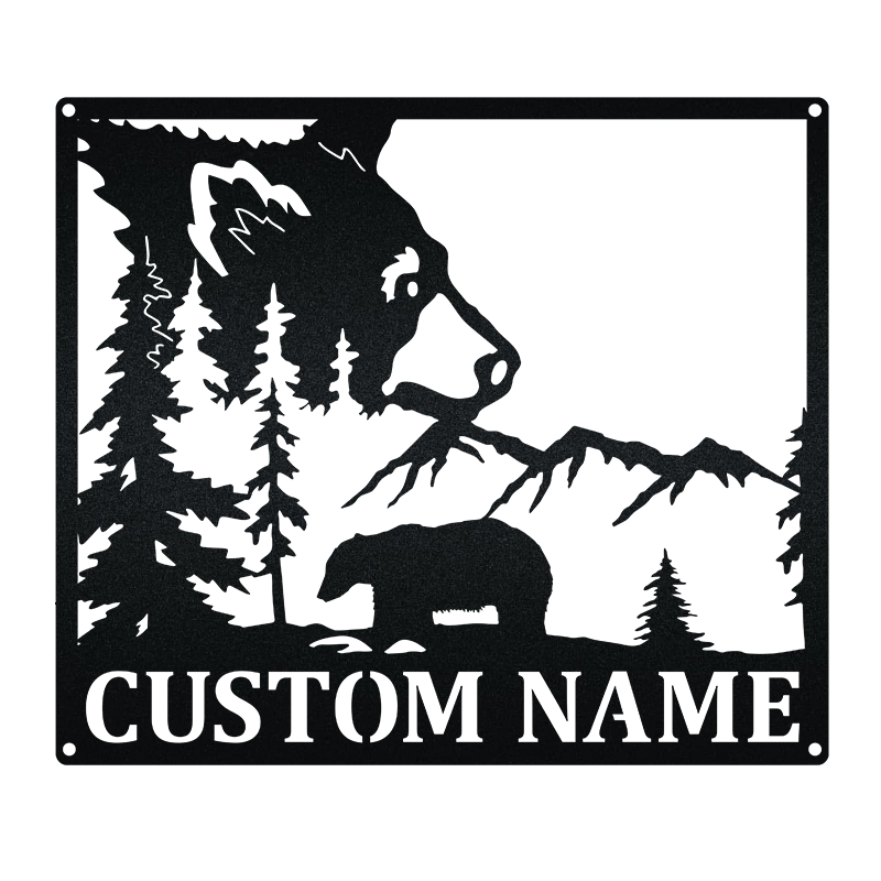 12"x12" Bear Walking Alone On The Moutain Personalized - Led Light Metal - Owls Matrix LTD