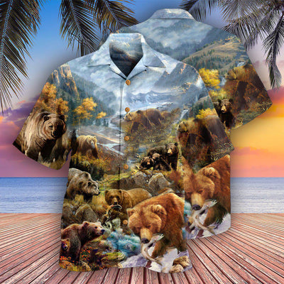 Bear Into The Wild Beautiful Country And Live Happily - Hawaiian Shirt - Owls Matrix LTD