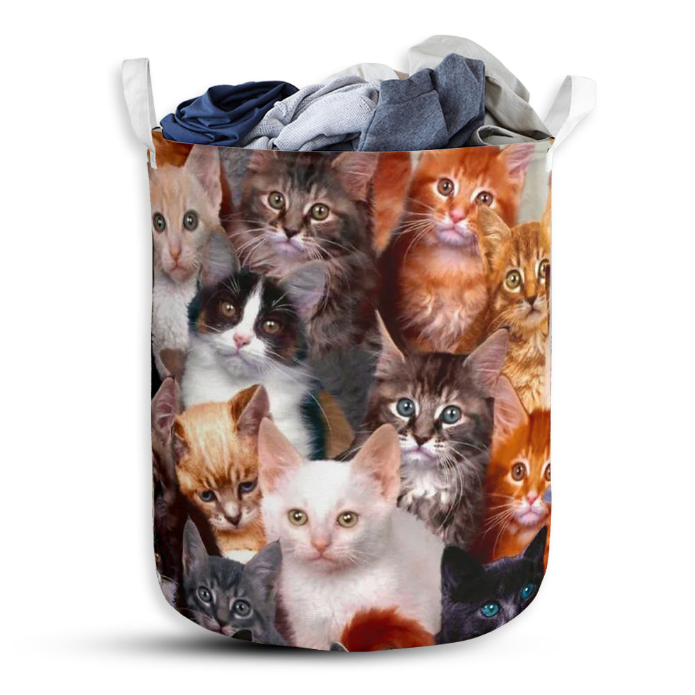S: 17.72”x13.78” (45x35 cm) Cat Beautiful Cute Cats Colorful - Laundry Basket - Owls Matrix LTD