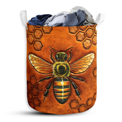 S: 17.72”x13.78” (45x35 cm) Bee Yourself Sky Orange - Laundry Basket - Owls Matrix LTD