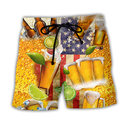 Beach Short / Adults / S Beer Independence Day America - Beach Short - Owls Matrix LTD