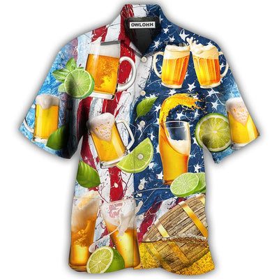 Hawaiian Shirt / Adults / S Beer Independence Day - Hawaiian Shirt - Owls Matrix LTD