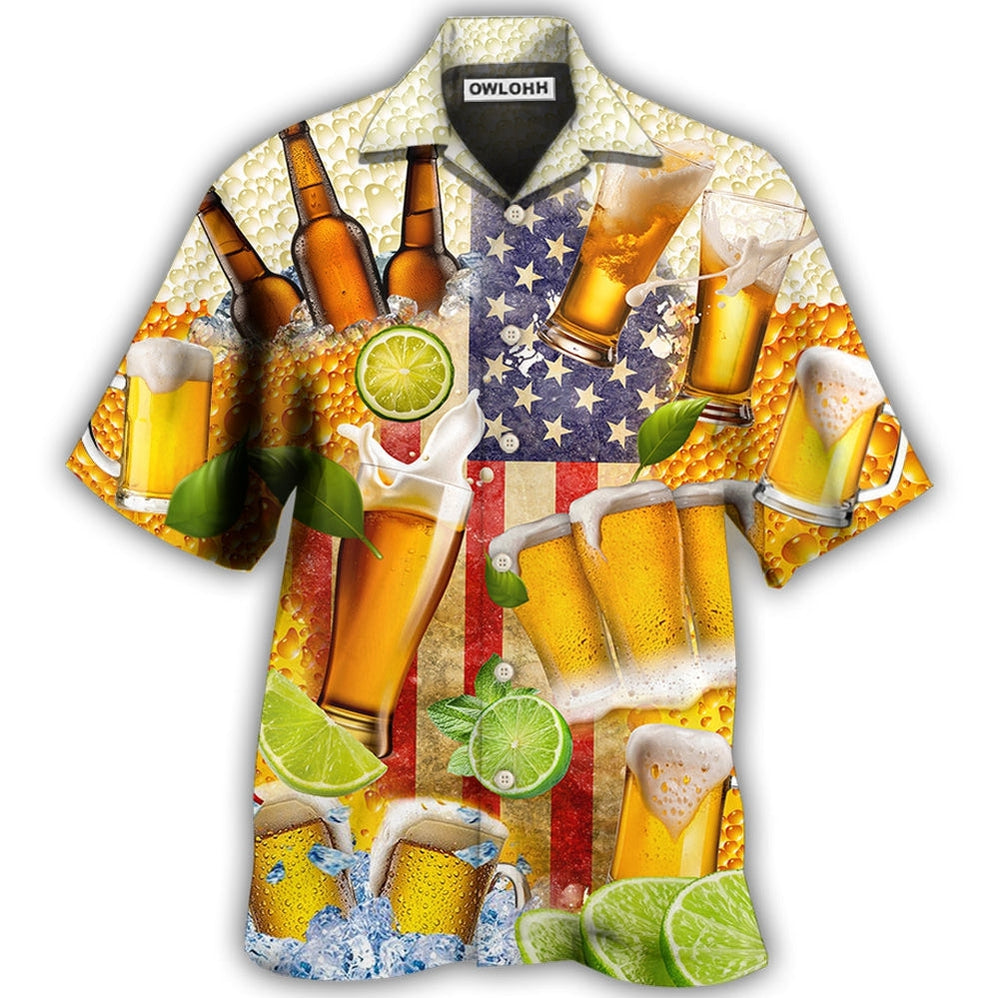Hawaiian Shirt / Adults / S Beer Independence Day America - Hawaiian Shirt - Owls Matrix LTD