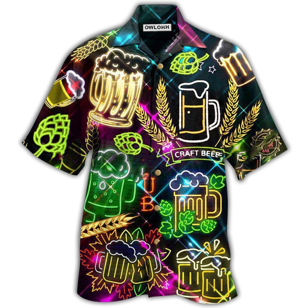 Hawaiian Shirt / Adults / S Beer It's Beer O'clock Neon Style - Hawaiian Shirt - Owls Matrix LTD