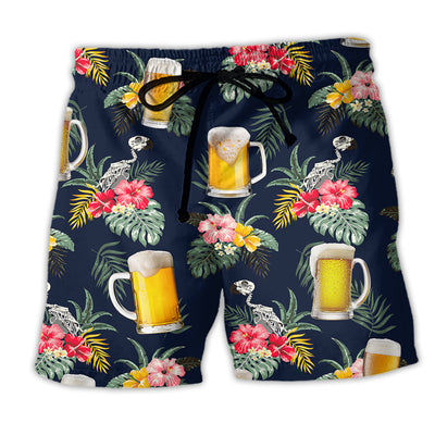 Beach Short / Adults / S Beer Tropical Floral Basic - Beach Short - Owls Matrix LTD