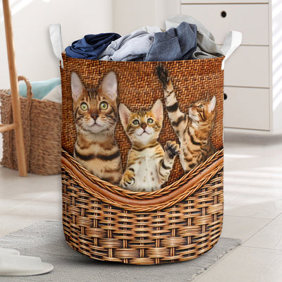 Bengal Cat Rattan Teaxture Basic - Laundry Basket - Owls Matrix LTD