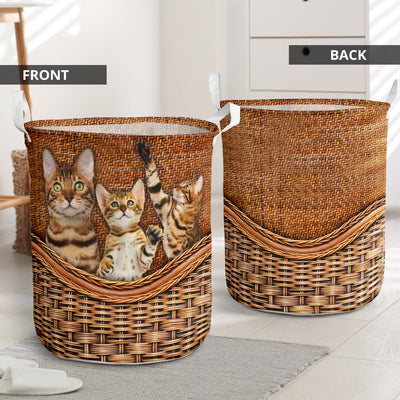 Bengal Cat Rattan Teaxture Basic - Laundry Basket - Owls Matrix LTD
