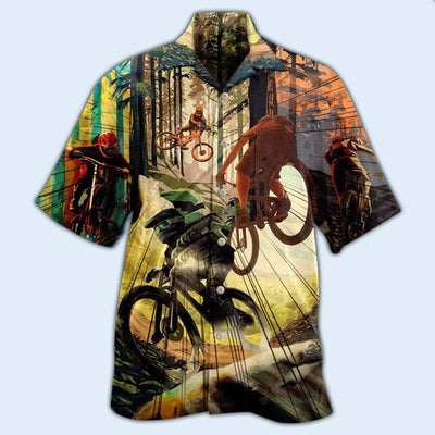 Bike Never Underestimate A Man With Mountain Bike With Sunshine - Hawaiian Shirt - Owls Matrix LTD