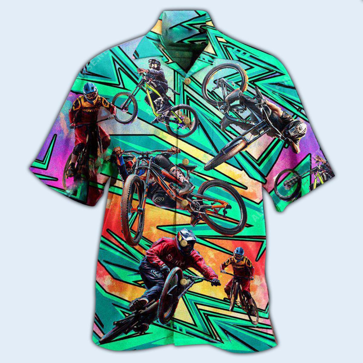 Bike Oh Shift Mountain Biking In Green - Hawaiian Shirt - Owls Matrix LTD
