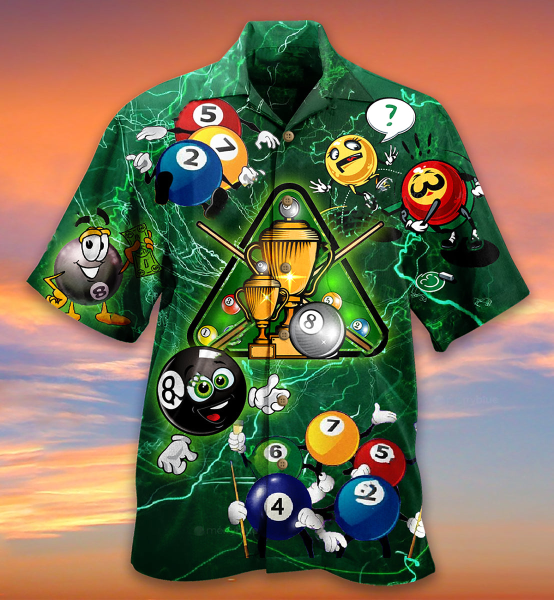 Billiard Lover Green Lightning - Hawaiian Shirt - Owls Matrix LTD