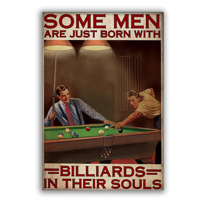 12x18 Inch Billiard Men Born With Billiard - Vertical Poster - Owls Matrix LTD