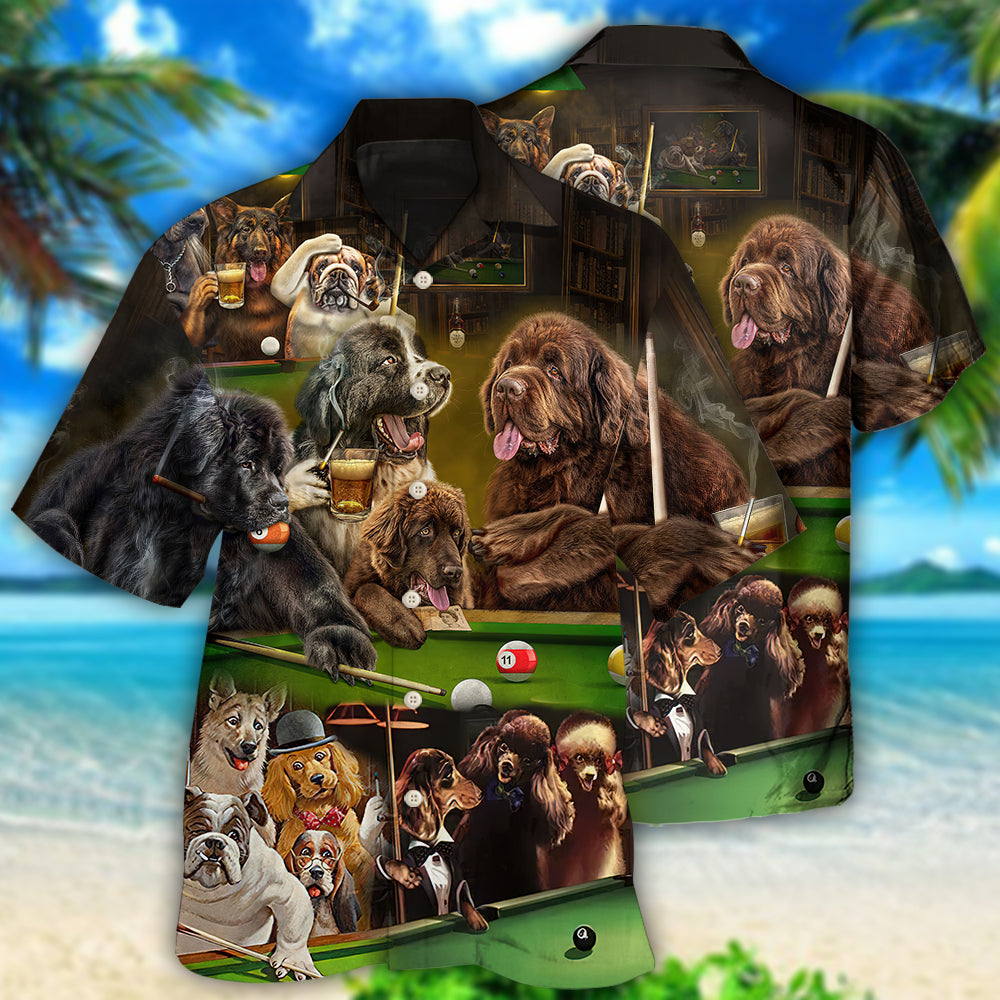 Billiard Dogs Play Billiard Funny - Hawaiian Shirt - Owls Matrix LTD