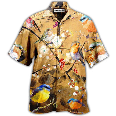 Hawaiian Shirt / Adults / S Robin The Bird Took Its Perch On A Tree Branch - Hawaiian Shirt - Owls Matrix LTD
