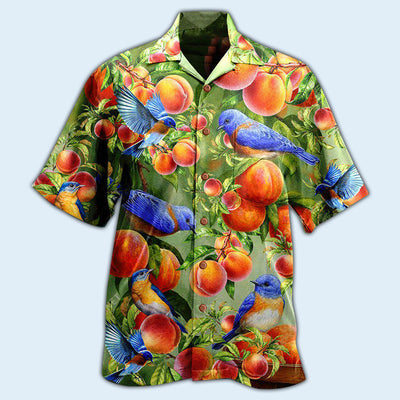 Robin Bird Something Peach Blue - Hawaiian Shirt - Owls Matrix LTD