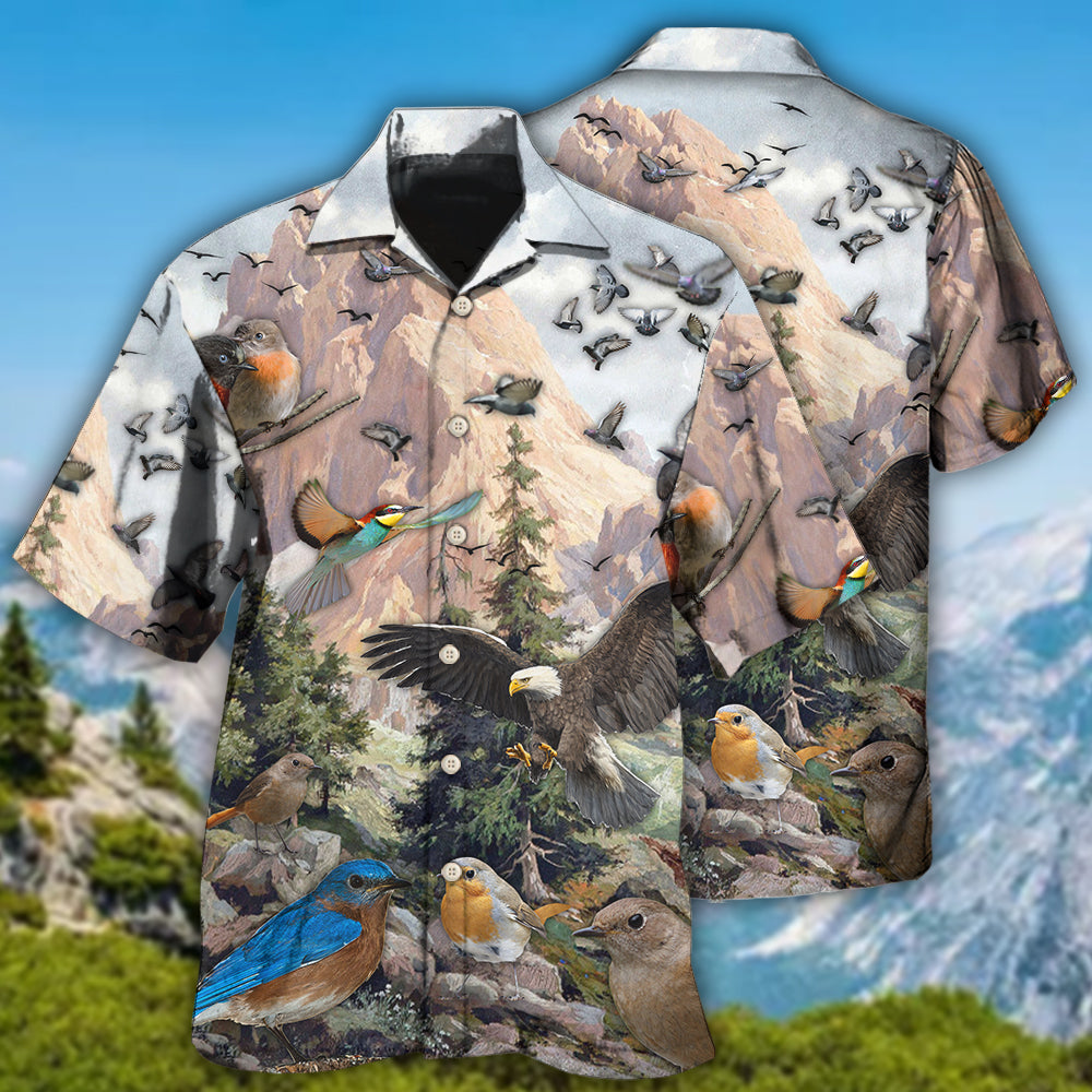 Birds On Mountain - Hawaiian Shirt - Owls Matrix LTD