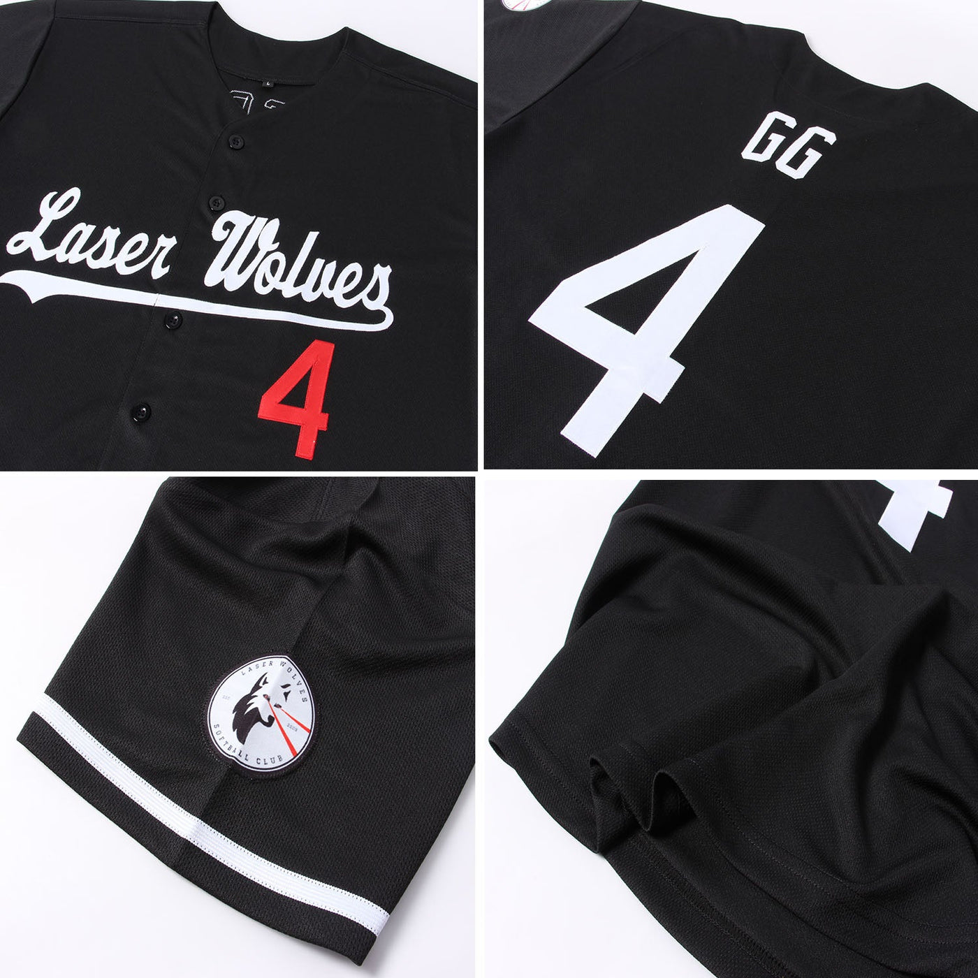 Custom Black White-Red Authentic Baseball Jersey - Owls Matrix LTD