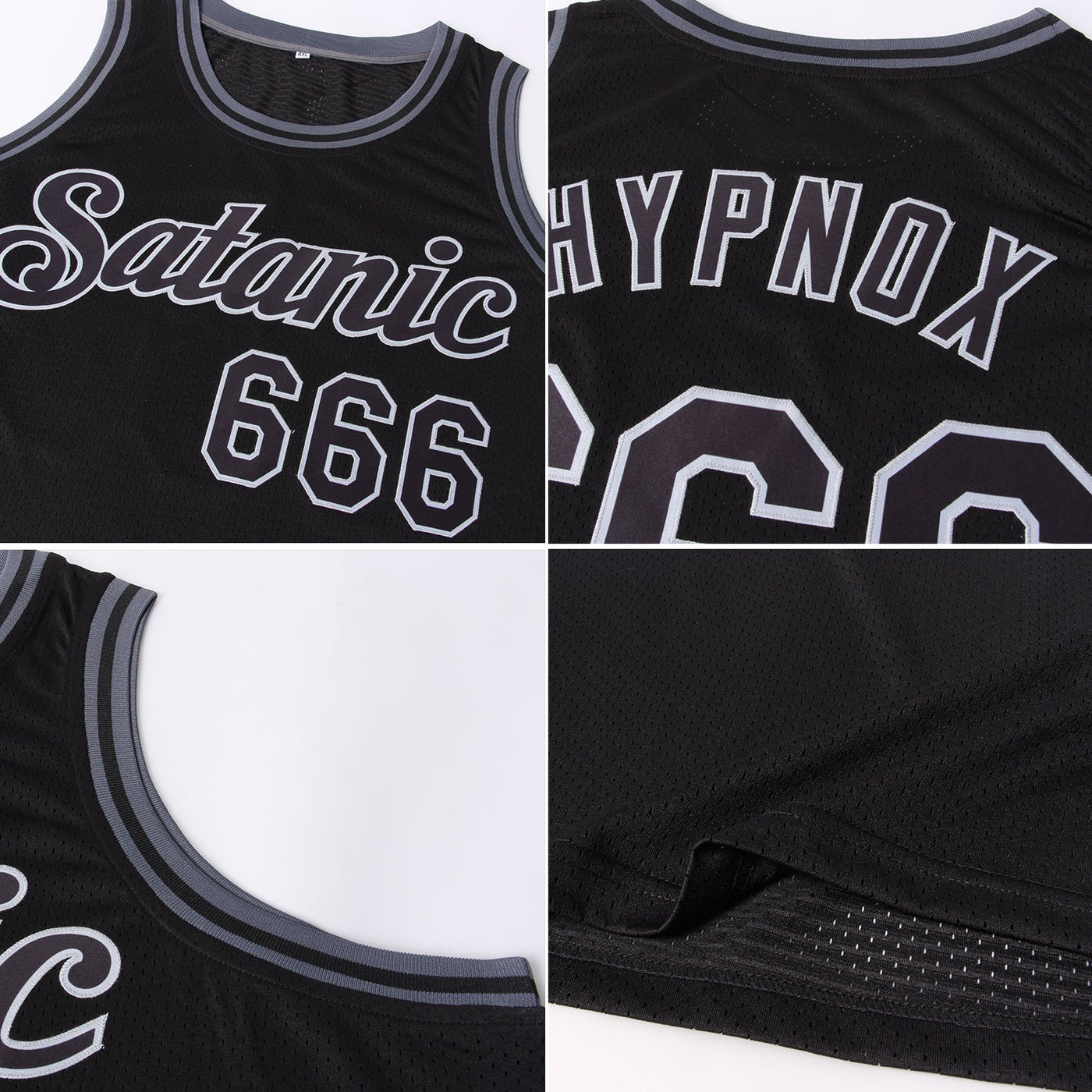 Custom Black Black-Silver Gray Authentic Throwback Basketball Jersey