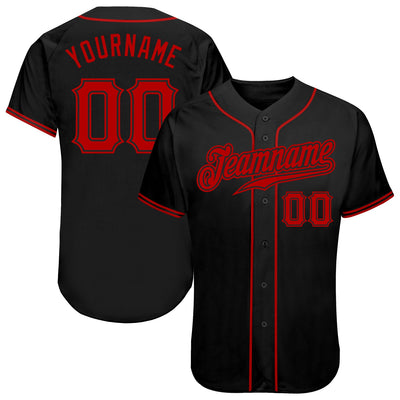 Custom Black Red Authentic Baseball Jersey - Owls Matrix LTD