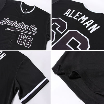 Custom Black Black-White Authentic Baseball Jersey - Owls Matrix LTD