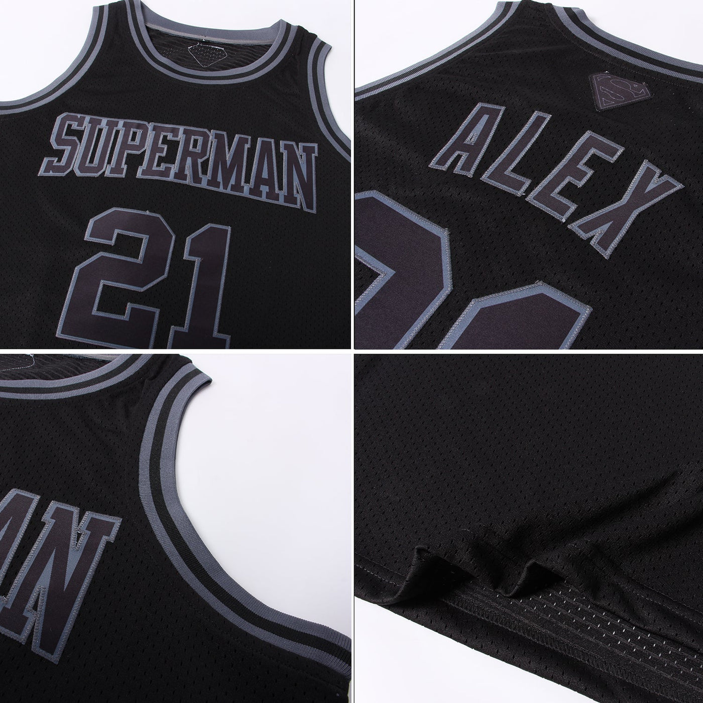 Custom Black Black-Dark Gray Authentic Throwback Basketball Jersey