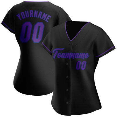 Custom Black Purple-Royal Authentic Baseball Jersey - Owls Matrix LTD