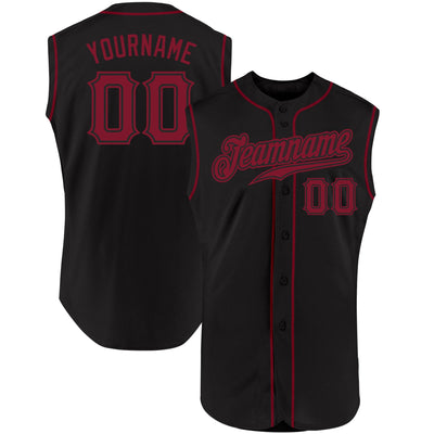 Custom Black Crimson Authentic Sleeveless Baseball Jersey - Owls Matrix LTD