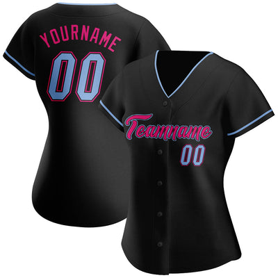 Custom Black Light Blue-Hot Pink Authentic Baseball Jersey - Owls Matrix LTD