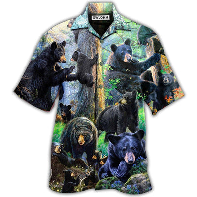 Hawaiian Shirt / Adults / S Bear Black Bear Family Into Spring - Hawaiian Shirt - Owls Matrix LTD