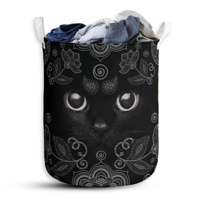 S: 17.72”x13.78” (45x35 cm) Cat Black Cat Basic Style - Laundry basket - Owls Matrix LTD