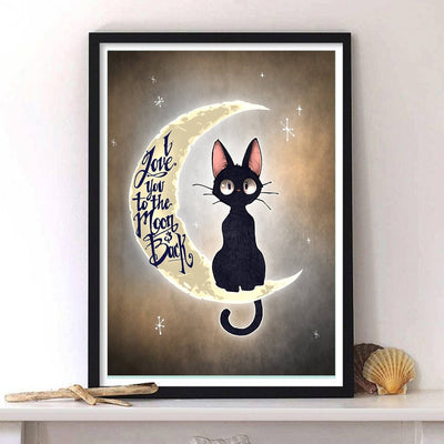 Black Cat I Love You To The Moon And Back - Vertical Poster - Owls Matrix LTD