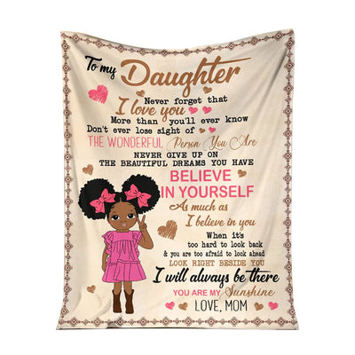 50" x 60" Black Girl To My Daughter African American - Flannel Blanket - Owls Matrix LTD